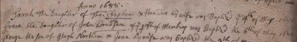 1688 baptism Grace BRUNSEN