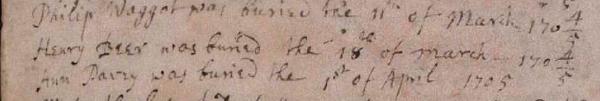 Henry burial 1704