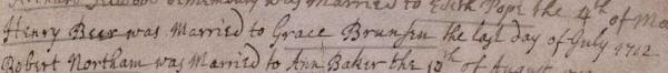1712 marriage Henry and Grace