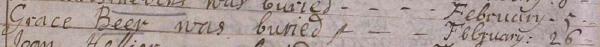1758 burial Grace Beer